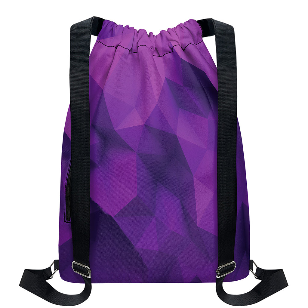 Purple Polygonal Geometric Print Drawstring Backpack