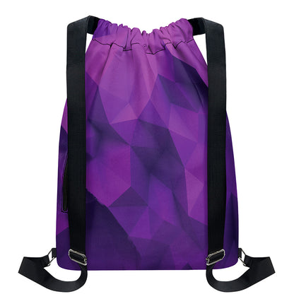 Purple Polygonal Geometric Print Drawstring Backpack