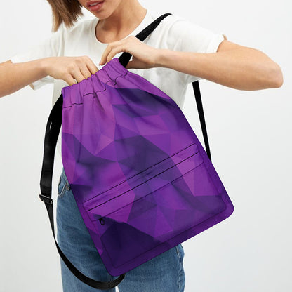 Purple Polygonal Geometric Print Drawstring Backpack