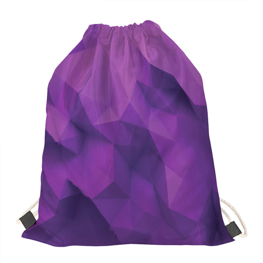 Purple Polygonal Geometric Print Drawstring Bag