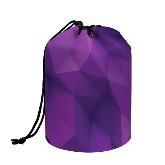 Purple Polygonal Geometric Print Drawstring Makeup Bag