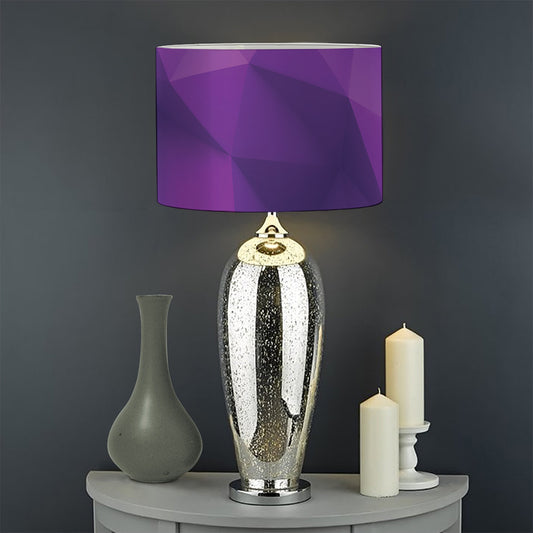 Purple Polygonal Geometric Print Drum Lamp Shade