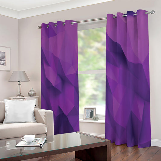 Purple Polygonal Geometric Print Extra Wide Grommet Curtains
