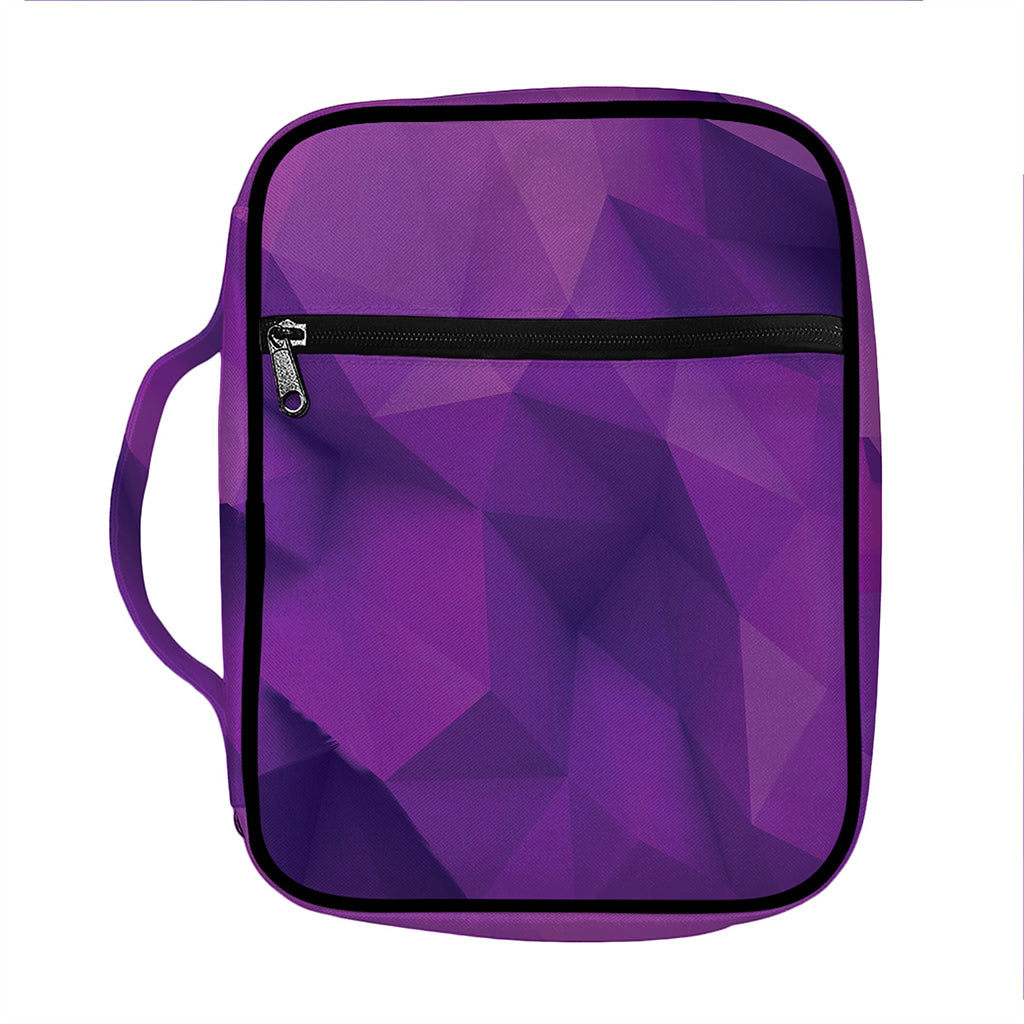 Purple Polygonal Geometric Print Front Pocket Bible Bag