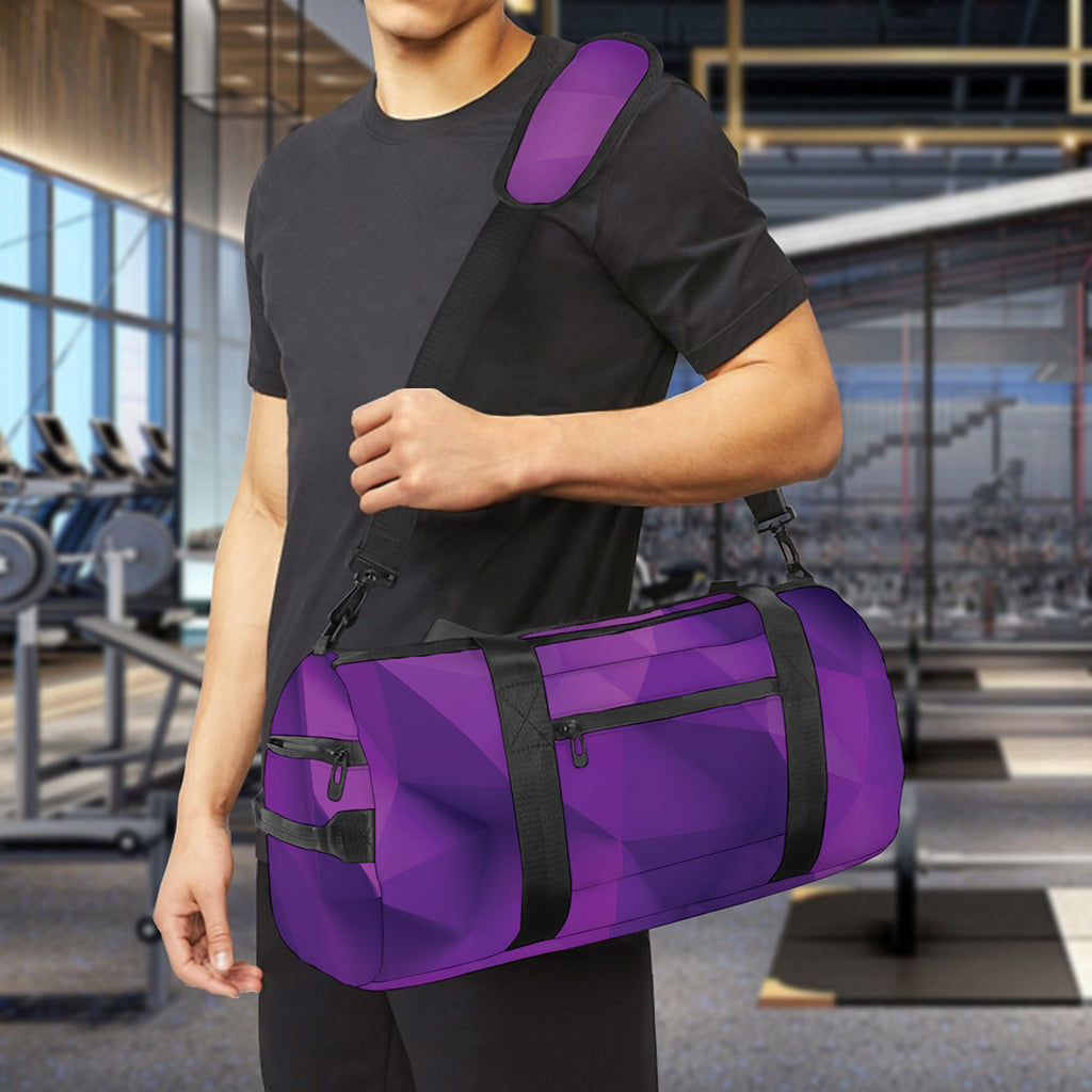 Purple Polygonal Geometric Print Gym Bag