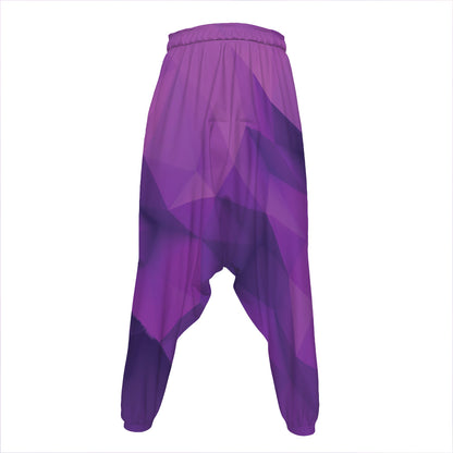 Purple Polygonal Geometric Print Hammer Pants