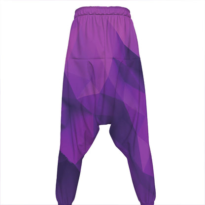 Purple Polygonal Geometric Print Hammer Pants