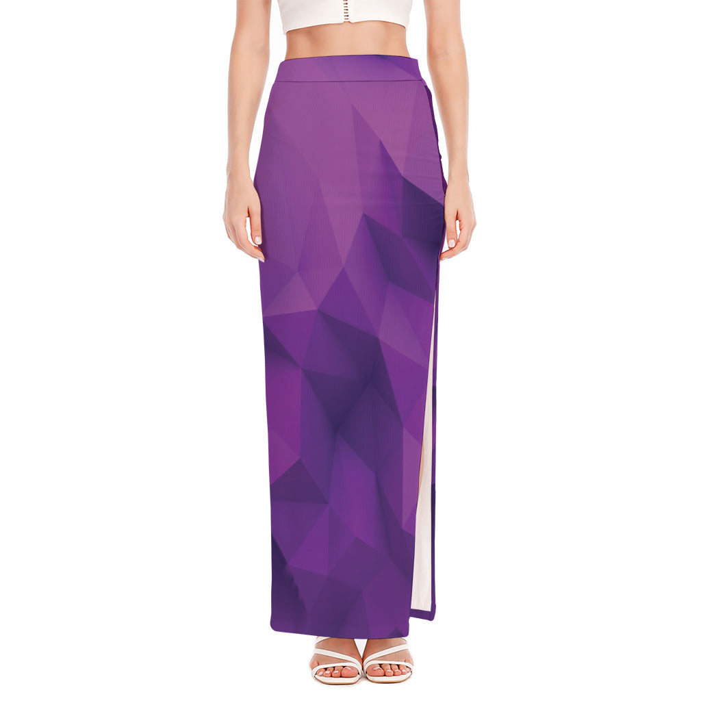 Purple Polygonal Geometric Print High Slit Maxi Skirt