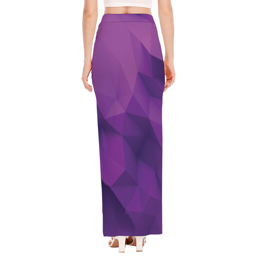 Purple Polygonal Geometric Print High Slit Maxi Skirt