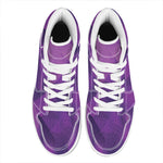 Purple Polygonal Geometric Print High Top Leather Sneakers