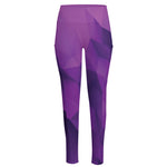 Purple Polygonal Geometric Print High-Waisted Pocket Leggings