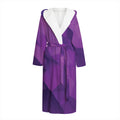 Purple Polygonal Geometric Print Hooded Bathrobe