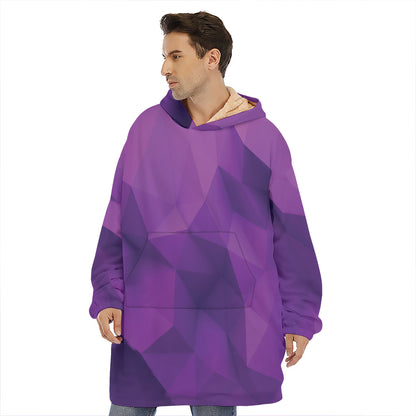 Purple Polygonal Geometric Print Hoodie Blanket