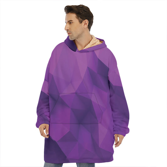 Purple Polygonal Geometric Print Hoodie Blanket