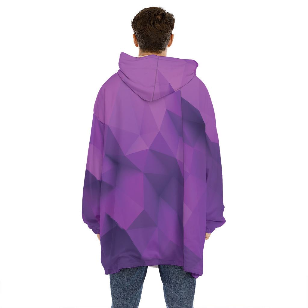Purple Polygonal Geometric Print Hoodie Blanket