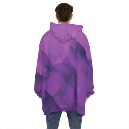 Purple Polygonal Geometric Print Hoodie Blanket
