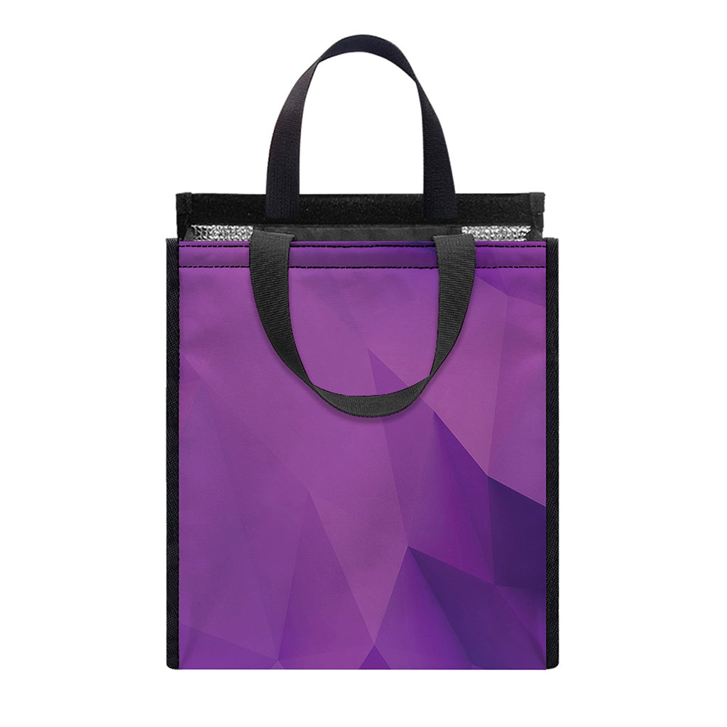 Purple Polygonal Geometric Print Insulated Lunch Tote
