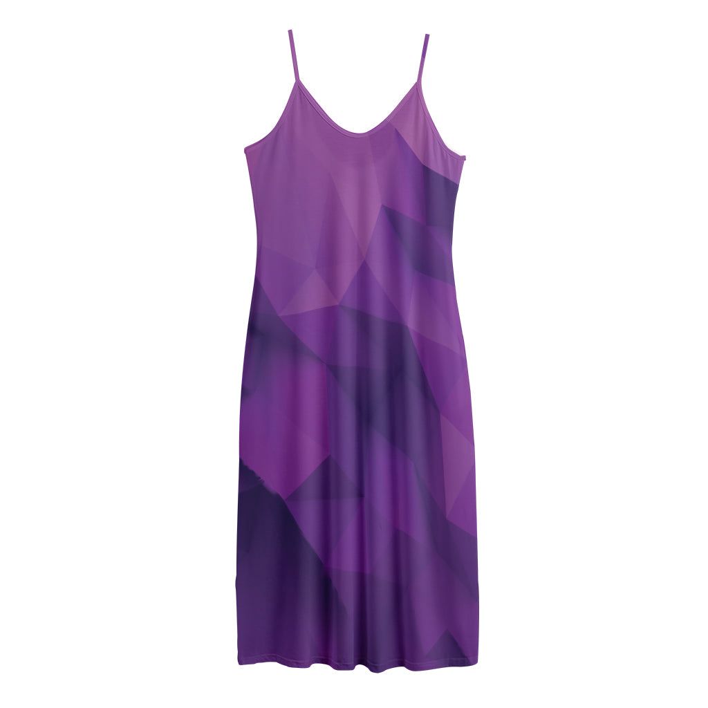 Purple Polygonal Geometric Print Jersey Midi Cami Dress