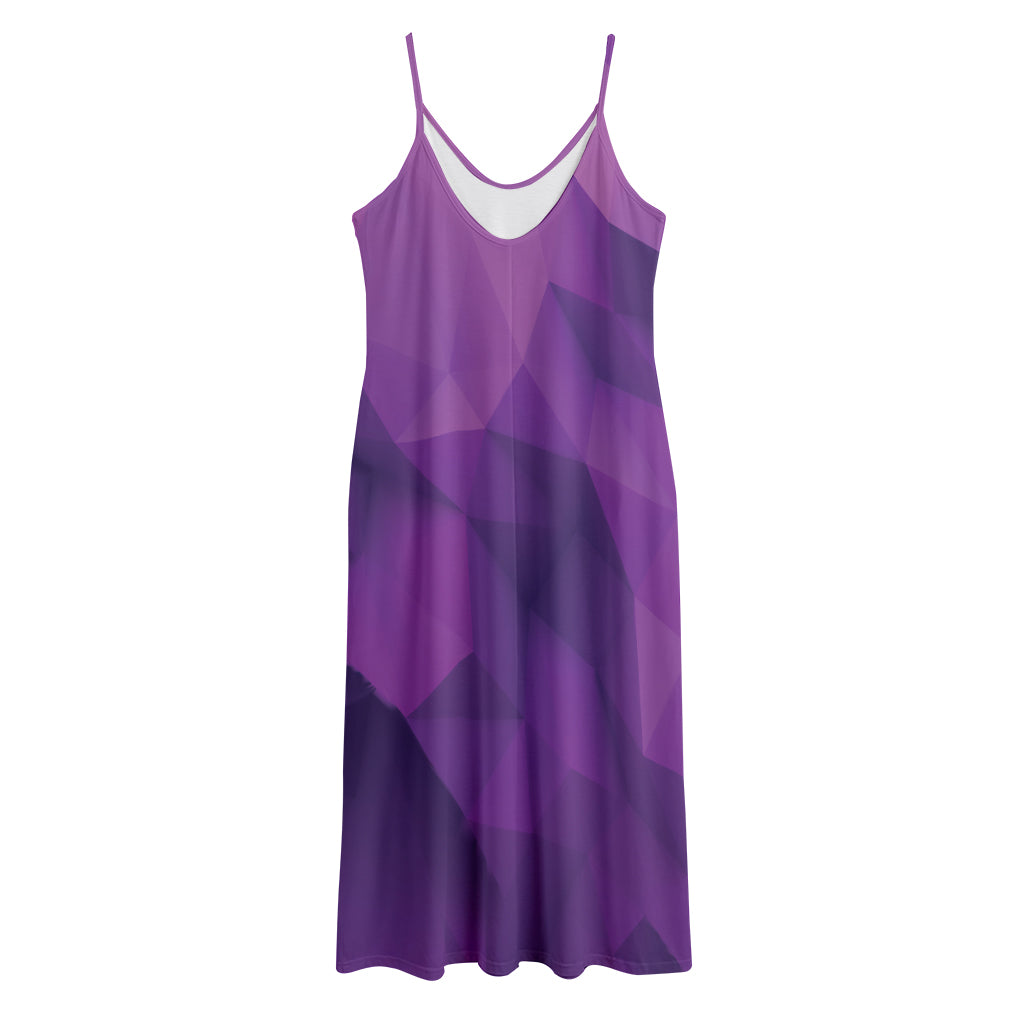 Purple Polygonal Geometric Print Jersey Midi Cami Dress