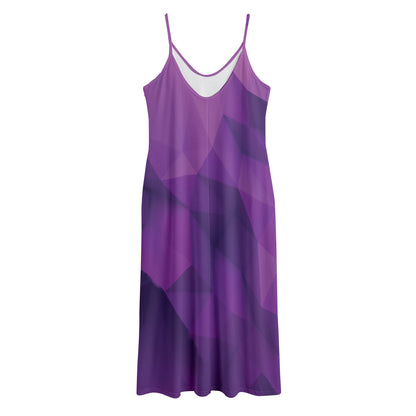 Purple Polygonal Geometric Print Jersey Midi Cami Dress