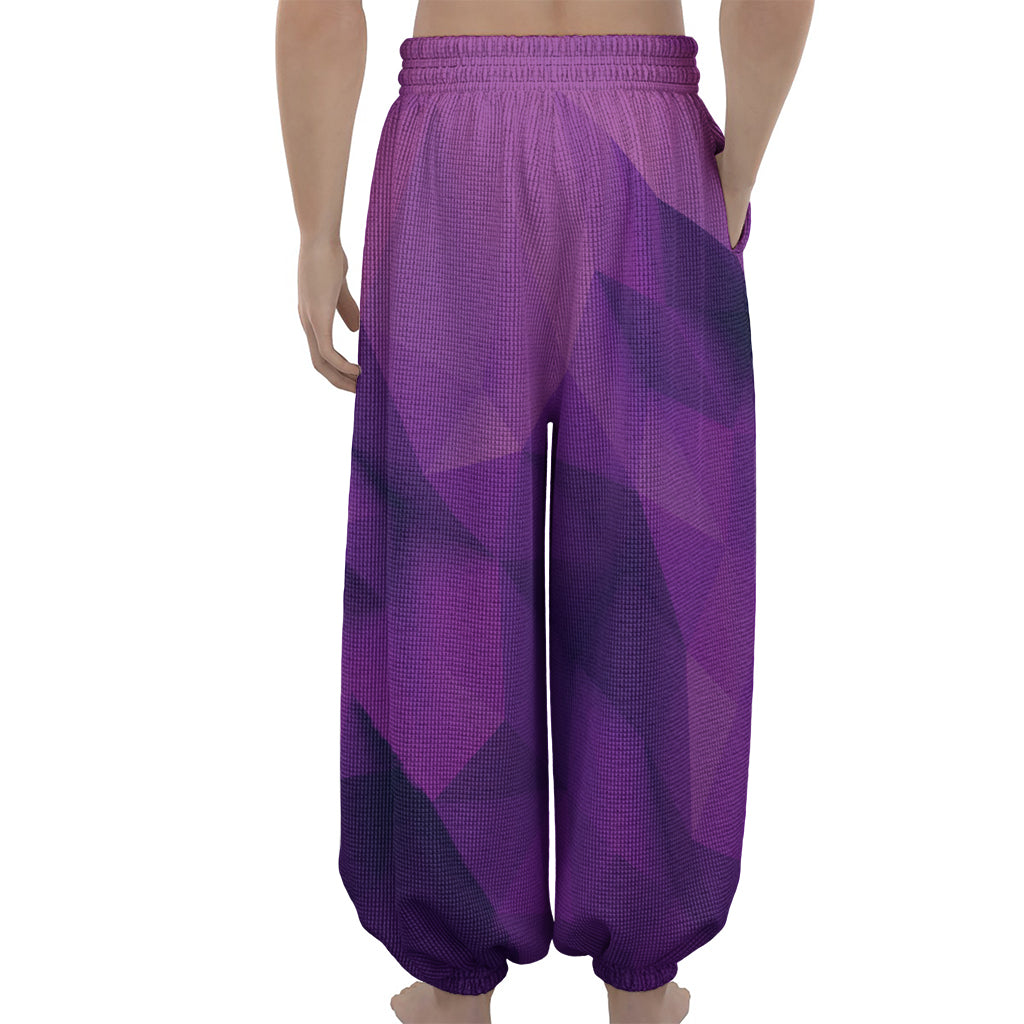 Purple Polygonal Geometric Print Lantern Pants