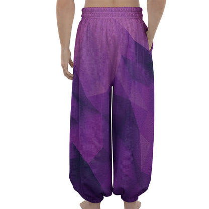 Purple Polygonal Geometric Print Lantern Pants