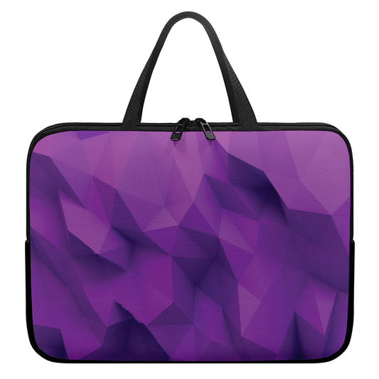 Purple Polygonal Geometric Print Laptop Sleeve With Handle