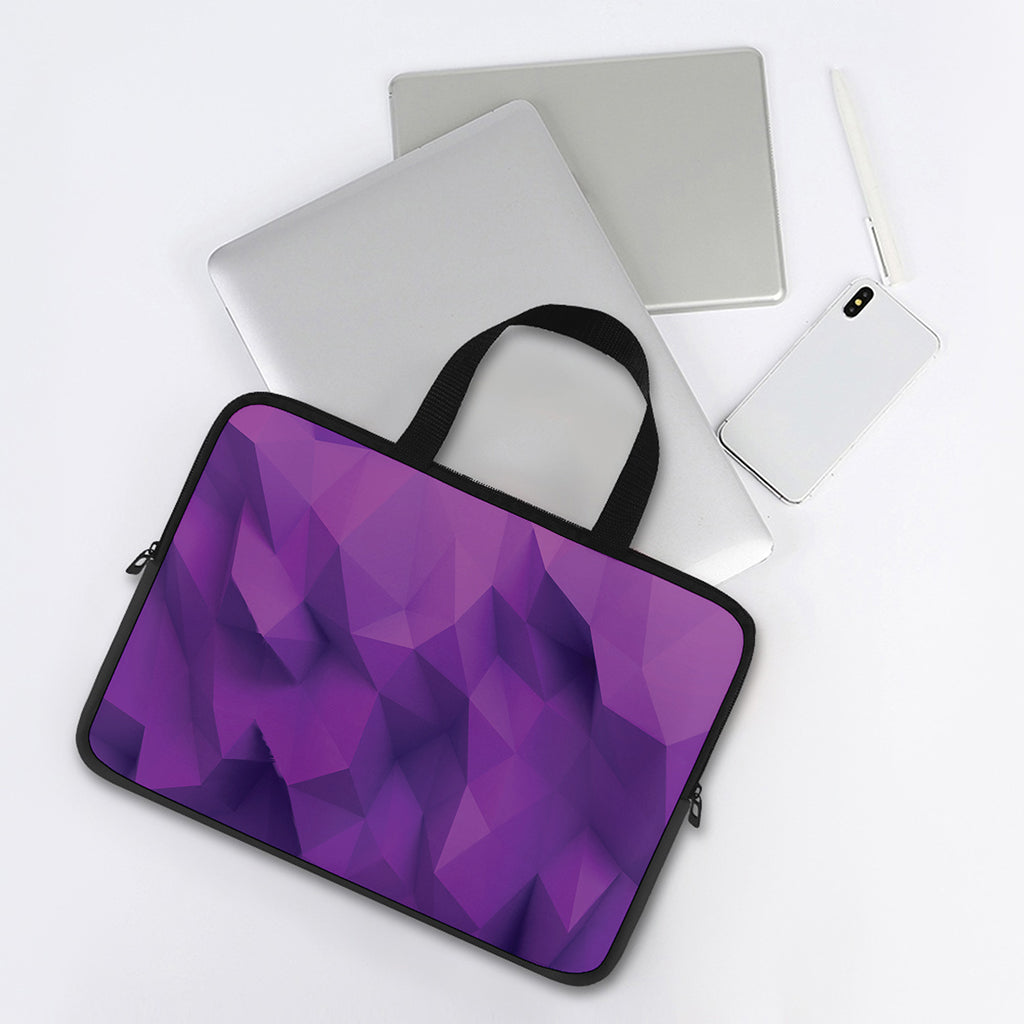 Purple Polygonal Geometric Print Laptop Sleeve With Handle