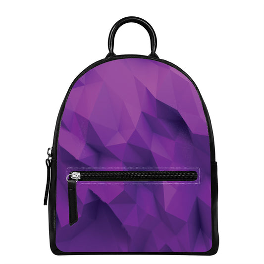 Purple Polygonal Geometric Print Leather Backpack