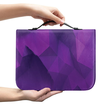 Purple Polygonal Geometric Print Leather Bible Cover