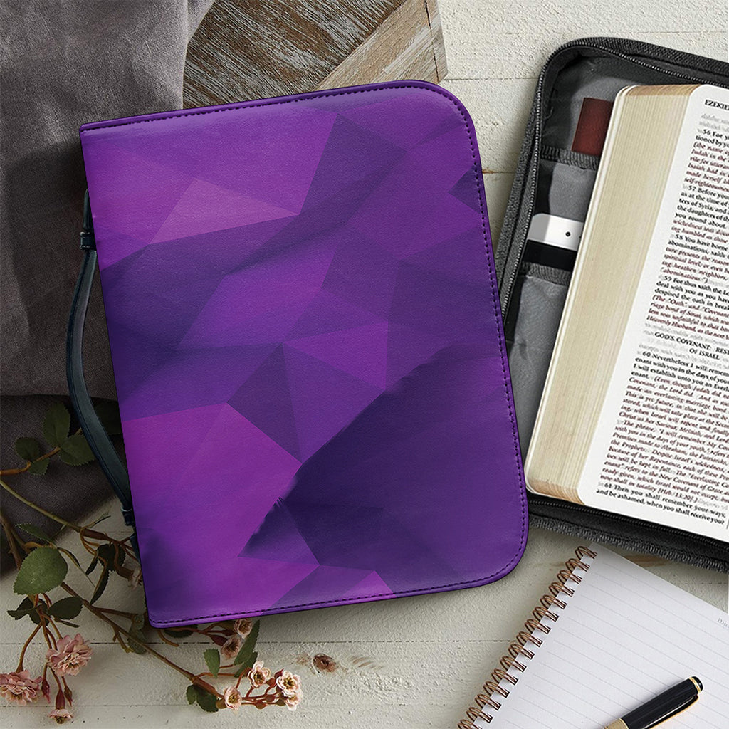 Purple Polygonal Geometric Print Leather Bible Cover