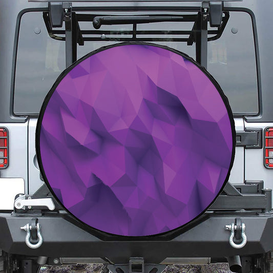 Purple Polygonal Geometric Print Leather Spare Tire Cover