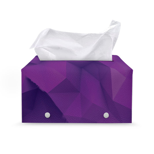 Purple Polygonal Geometric Print Leather Tissue Box Cover
