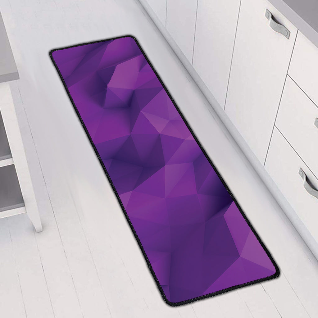Purple Polygonal Geometric Print Long Kitchen Mat
