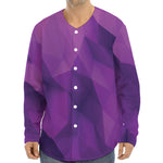 Purple Polygonal Geometric Print Long Sleeve Baseball Jersey