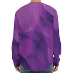 Purple Polygonal Geometric Print Long Sleeve Baseball Jersey