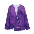 Purple Polygonal Geometric Print Long Sleeve Short Coat
