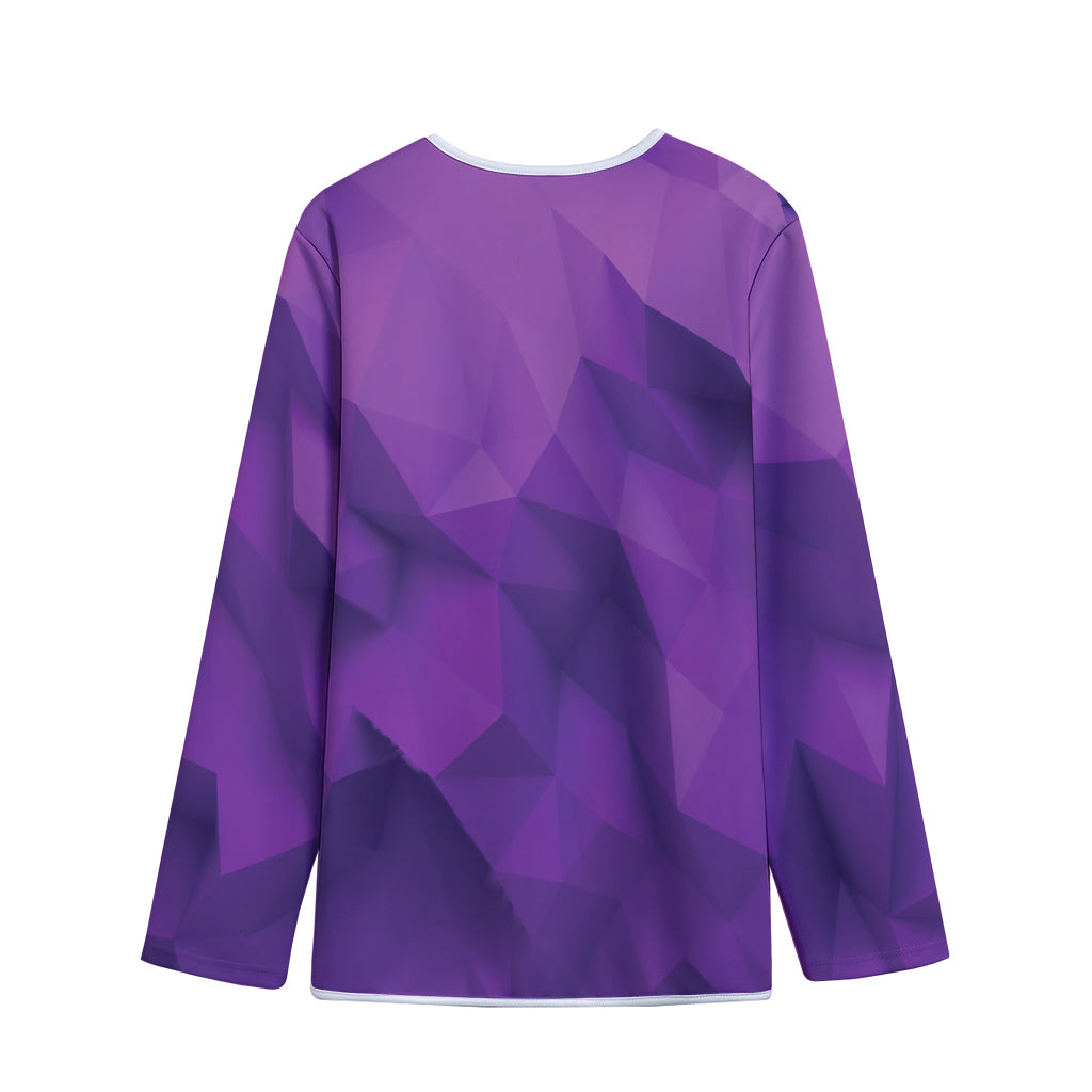 Purple Polygonal Geometric Print Long Sleeve Short Coat