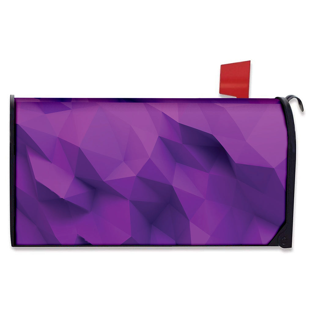 Purple Polygonal Geometric Print Mailbox Cover