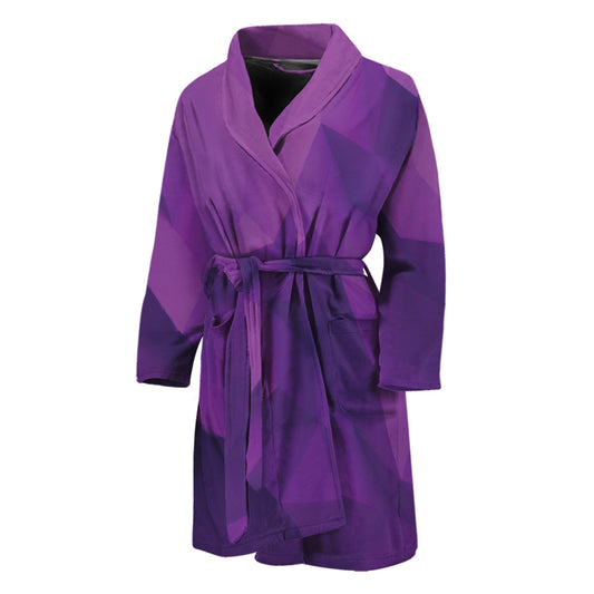 Purple Polygonal Geometric Print Men's Bathrobe