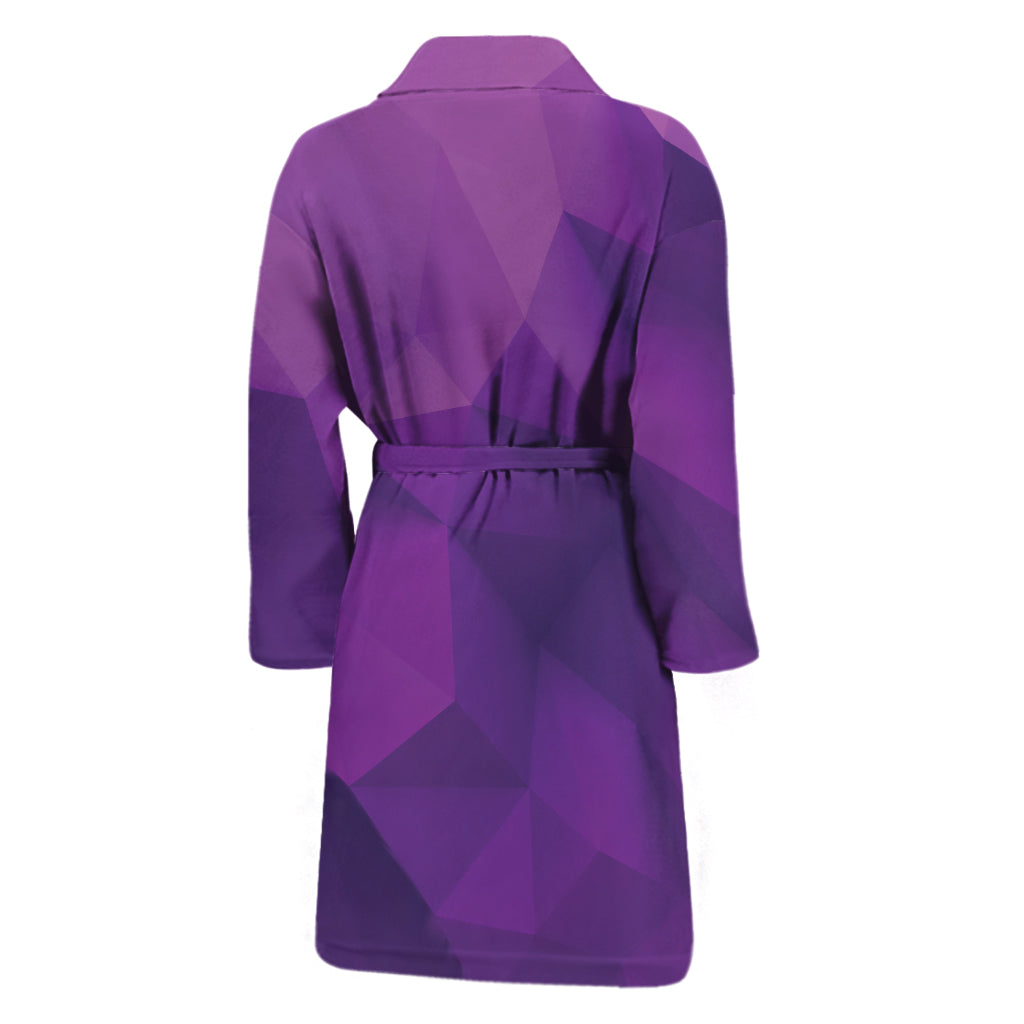 Purple Polygonal Geometric Print Men's Bathrobe
