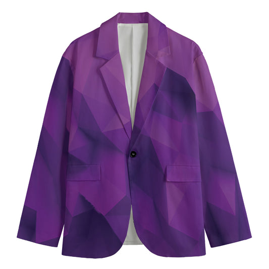 Purple Polygonal Geometric Print Men's Blazer