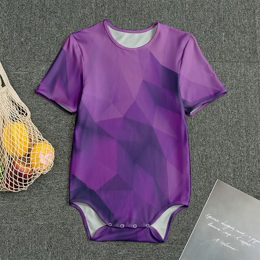 Purple Polygonal Geometric Print Men's Bodysuit