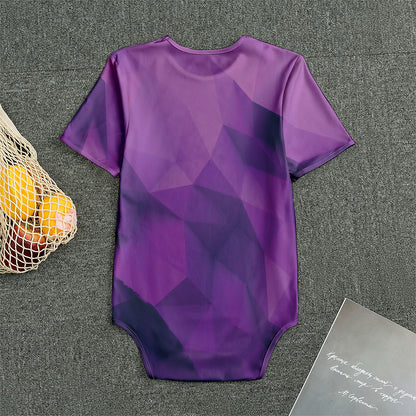 Purple Polygonal Geometric Print Men's Bodysuit