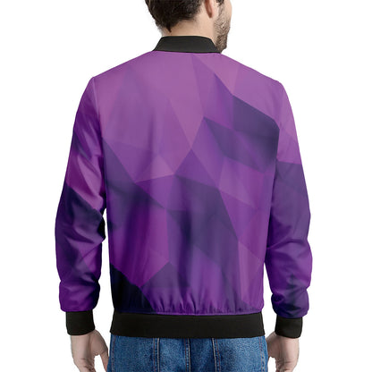 Purple Polygonal Geometric Print Men's Bomber Jacket