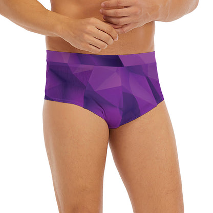 Purple Polygonal Geometric Print Men's Briefs