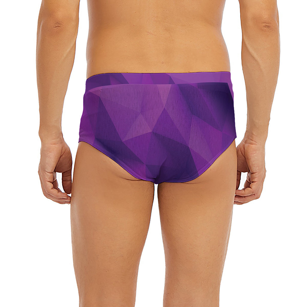 Purple Polygonal Geometric Print Men's Briefs