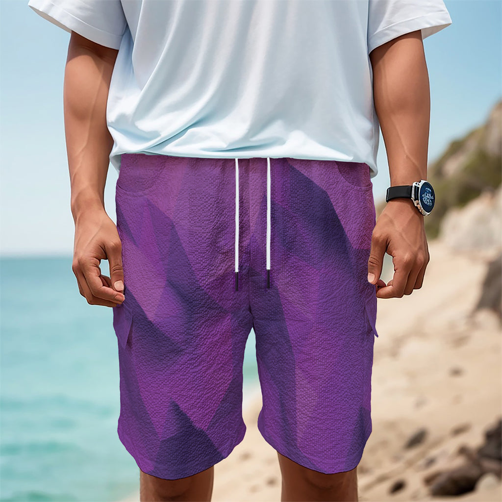 Purple Polygonal Geometric Print Men's Cargo Shorts