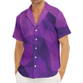 Purple Polygonal Geometric Print Men's Deep V-Neck Shirt
