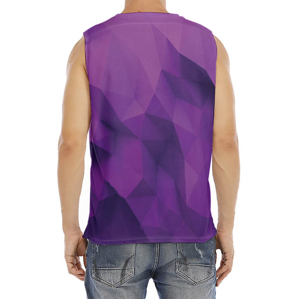 Purple Polygonal Geometric Print Men's Fitness Tank Top